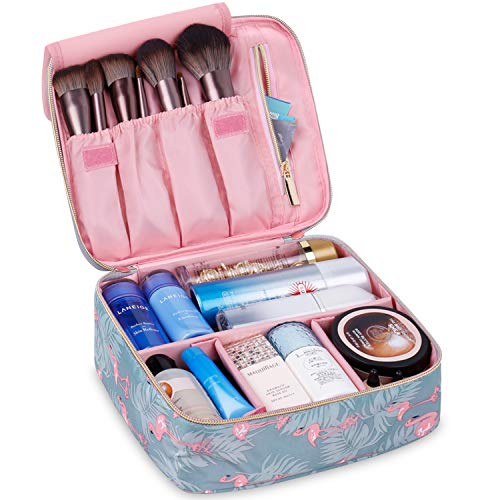 Neceser de viaje para maquillaje, organizador grande para mujeres y niñas (Flamenco)