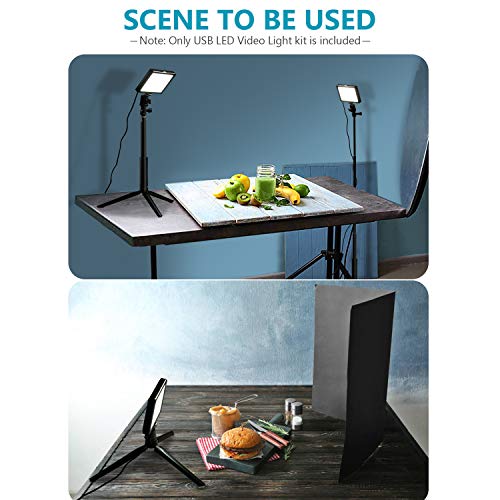 Neewer 2-Pack Luz LED Video 5600K Regulable con Soporte Trípode Ajustable/Filtros de Color para Tablero de Mesa/Angulo Bajo,Iluminación LED Colorida,Retrato Producto Fotografía Video Youtube