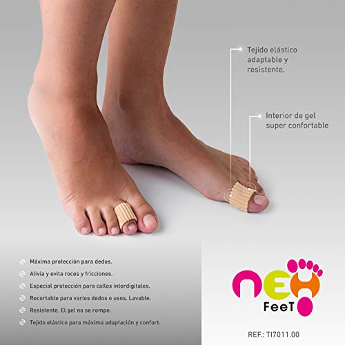 Neh Feet TI7011/S - Protector para Dedos Tubo Elástico con Gel 15 Cm Recortable, EU 35-40 Nude