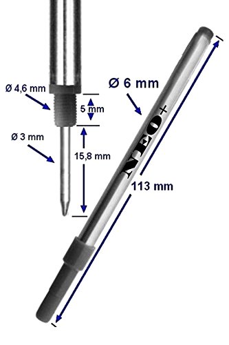 NEO+ Recambios de bolígrafo Compatible con Mont Blanc bolígrafos Rollerball de líneas: Solitaire, Noblesse, Generation, Scent, Bohème, Classic y StarWalker, Jinhao, Gullor Rollerball (5 TINTA AZUL)