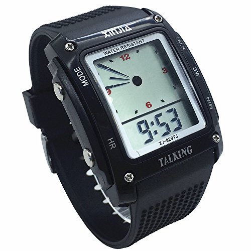 Nergo Reloj Parlante en Español para Ciegos, Niños, y Los Ancianos, Deportes Electrónicos Hablar Relojes Gatget Regalo (829TS-BLK)