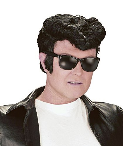 NEW BLACK GREASE WIG ELVIS STYLE WITH QUIFF (peluca)