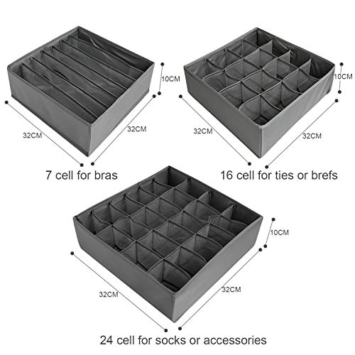 NEWSTYLE Organizador de Ropa Interior,3 Cajas Plegable Organizador de Almacenamiento para Almacenar Calcetines, Bufandas, Sujetador