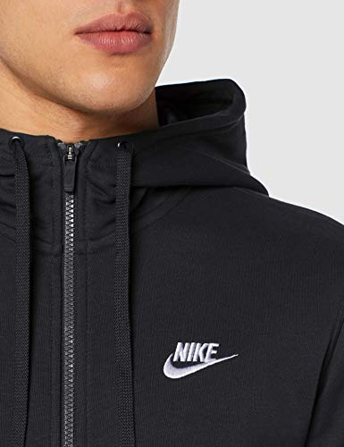 NIKE Club Hoodie Ft Sudadera con Capucha y Cremallera Completa, Hombre, Negro (Black/Black/White), L