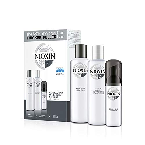 NIOXIN - Trial Kit (Champú, Acondicionador y Tratamiento) Sistema 2- CABELLO NATURAL_DEBILITAMIENTO AVANZADO_HIDRATACION LIGERA -(300ml+300ml+100ml)