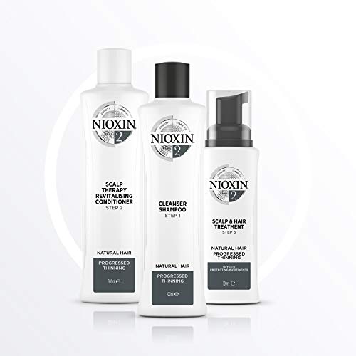 NIOXIN - Trial Kit (Champú, Acondicionador y Tratamiento) Sistema 2- CABELLO NATURAL_DEBILITAMIENTO AVANZADO_HIDRATACION LIGERA -(300ml+300ml+100ml)