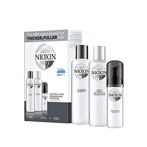 NIOXIN - Trial Kit (Champú, Acondicionador y Tratamiento) Sistema 2- CABELLO NATURAL_DEBILITAMIENTO AVANZADO_HIDRATACION LIGERA -(300ml+300ml+100ml)