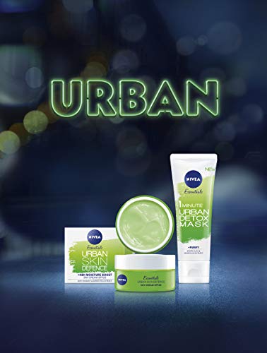 NIVEA 3 en 1 Urban Skin Detox Clay Wash, 150 ml, mascarilla desintoxicante para todo tipo de piel, lavado facial, máscara de arcilla natural con arroz negro y extracto de té verde.