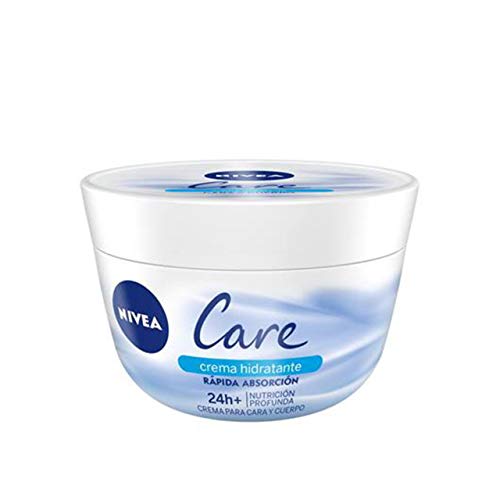 NIVEA Care (1 x 200 ml), crema hidratante para cuerpo, cara y manos, crema nutritiva de rápida absorción para una hidratación profunda 24 horas