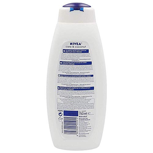 NIVEA Care & Coconut Gel de Ducha - formato familiar - Geles de ducha (Adultos, Niño, Cuerpo, Piel normal, Coco, 750 ml)