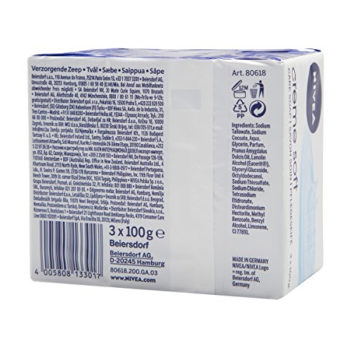 Nivea Crème Soft - Jabón cremoso - Con aceite de almendra - 3 x 100 g