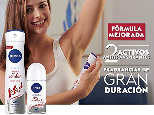 NIVEA Dry Comfort en pack de 6 (6 x 200 ml), desodorante antitranspirante con protección 48 horas, spray desodorante de cuidado femenino testado en la vida real