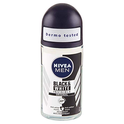 NIVEA Men Black & White Invisible Desodorante Roll-On, 6 paquetes de 50 ml