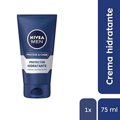 NIVEA MEN Protege & Cuida Hidratante Protector (1 x 75 ml), crema facial hidratante para el cuidado de la piel seca, protector facial para hombre