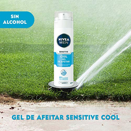 NIVEA MEN Sensitive Cool Gel de Afeitar, gel refrescante con 0% alcohol, gel de afeitado para una máxima protección de la piel sensible - pack de 6 6 x 200 ml