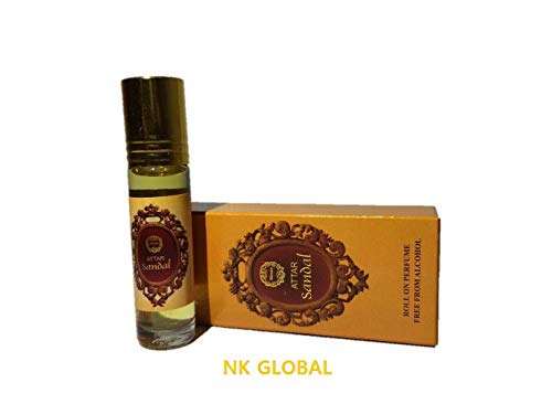 NK GLOBAL Aceite de Perfume de sándalo Natural Indio Aceite de Perfume Attar sin Alcohol para Hombres y Mujeres Aceite de Perfume Attar 8 ml Roll On Bottle