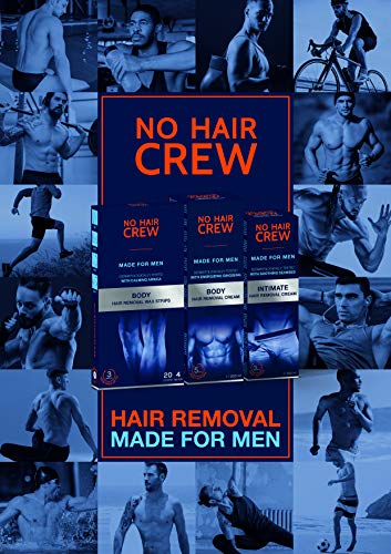 NO HAIR CREW Bandas de Cera Depilatorias Masculinas Premium – Alto Rendimiento Hechas Para Hombres, 20 Tiras Y 4 Toallitas Calmantes