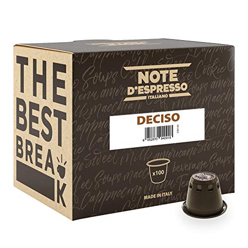 Note D'Espresso - Cápsulas de café "Deciso" exclusivamente compatibles con cafeteras Nespresso*, 5,6 g (caja de 100 unidades)