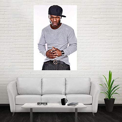 NOVELOVE Hip-Hop Rapper 50 Cent Actor Póster Lona Impresiones HD Arte de la Pintura Imágenes de la Pared Sala de Estar Mural Decoración para el hogar （40 * 60cm） Sin Marco