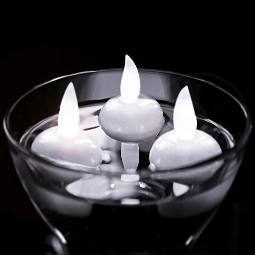 Novelty Place [Flota en el Agua] Velitas Sin Llama, Velas Pequeñas LED Flotantes con Baterías - Blanco Elegante para Bodas, Centro de Mesa y SPA (Paquete de 12)