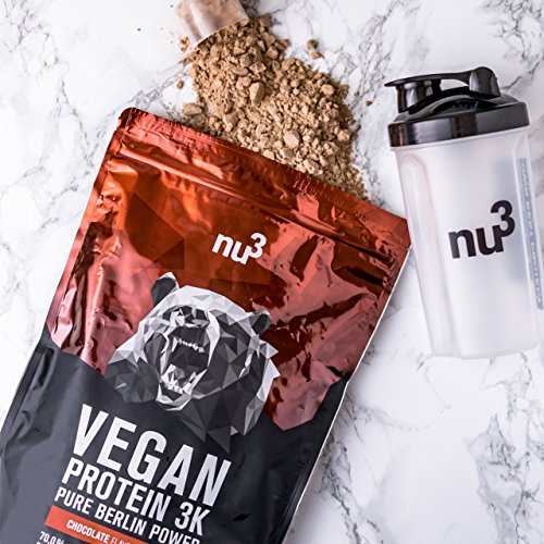 nu3 - Proteína vegana 3K - 2kg de fórmula - 70% de proteína a base de 3 componentes vegetales - Proteínas para el crecimiento de la masa muscular con delicioso sabor chocolate