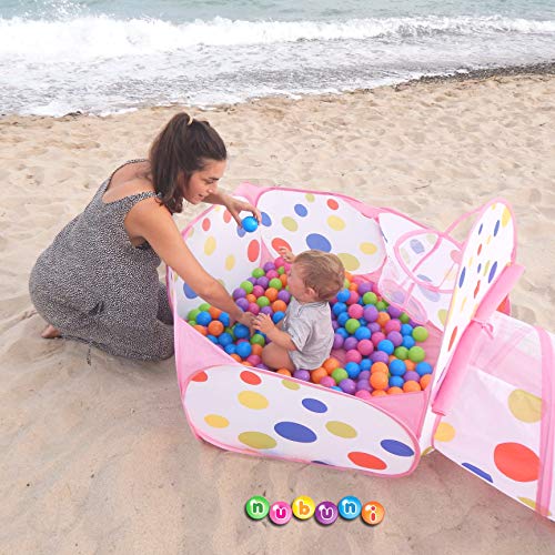 NUBUNI 3 en 1 Tienda Campaña Infantil : Piscina de Bolas + Casita Infantil + Tunel de Juego : Plegable Parque Bebe Bolas Infantil Jardín Exterior Interior Juguetes Niños Niñas Bebes Casitas Tela Tipi