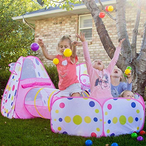 NUBUNI 3 en 1 Tienda Campaña Infantil : Piscina de Bolas + Casita Infantil + Tunel de Juego : Plegable Parque Bebe Bolas Infantil Jardín Exterior Interior Juguetes Niños Niñas Bebes Casitas Tela Tipi