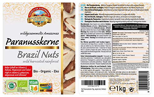 Nueces de Brasil BIO 1 kg biológicos crudos, silvestres, sin cáscara ecológicos raw 1000 gr Brazil nuts