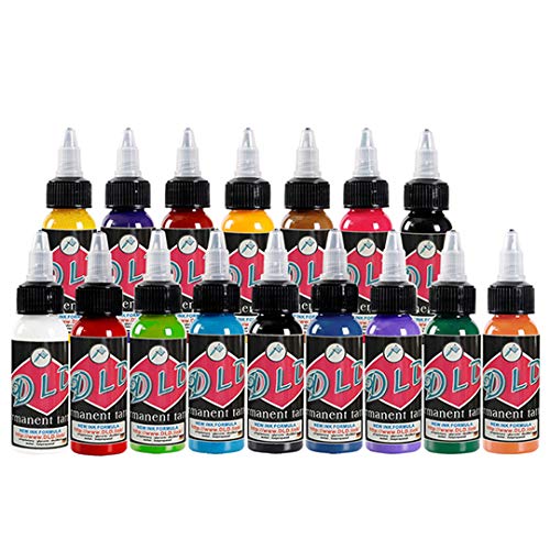 Nuevo diseño de tatuaje 16 colores primarios Kit de pigmento de tinta de tatuaje Kit de pigmento de 1 oz Suministro de tatuaje profesional para suministros de arte de belleza de color de tatuaje