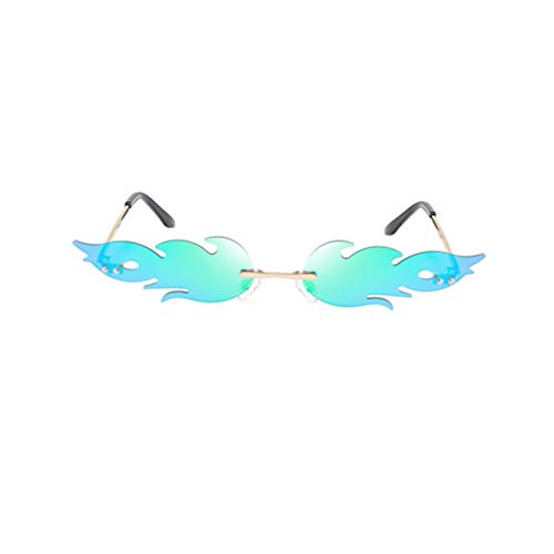 NUOBESTY Gafas con Forma de Fuego Gafas de Sol con Forma de Llama Anteojos Gafas de Metal Favores de Fiesta Accesorios de Foto Cosplay Disfraz Verde