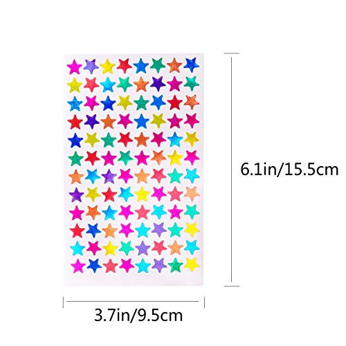 NUOLUX Pack de 960pcs 1cm autoadhesivo colores surtidos láser brillantes estrella pegatinas niños estudiantes recompensas profesores suministros