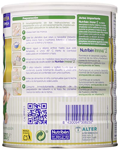 Nutribén - Leche Infantil Innova 2, Desde los 6 Meses, 800 gr.