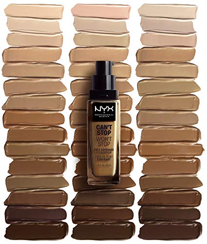 NYX Professional Makeup Base de maquillaje Can't Stop Won't Stop Full Coverage Foundation, Larga duración, Waterproof, Fórmula vegana, Acabado mate, Tono: Natural