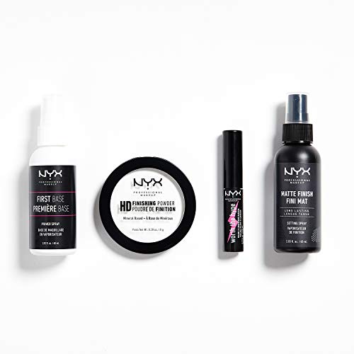 NYX Professional Makeup - Kit de viaje con Primer en Spray, Polvos Fijadores, Mini Máscara de Pestañas y Spray Fijador