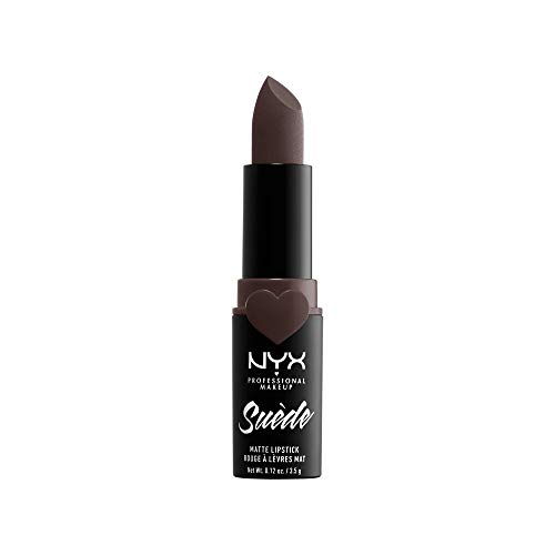 NYX Professional Makeup NYX Professional Makeup Barra de Labios Mate de Larga duración y Cobertura Total Suede Matte Lipstick Tono 19 Moonwalk Color Marrón grisaceo Oscuro, Mujer, Gris, Talla única