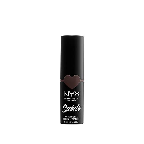 NYX Professional Makeup NYX Professional Makeup Barra de Labios Mate de Larga duración y Cobertura Total Suede Matte Lipstick Tono 19 Moonwalk Color Marrón grisaceo Oscuro, Mujer, Gris, Talla única