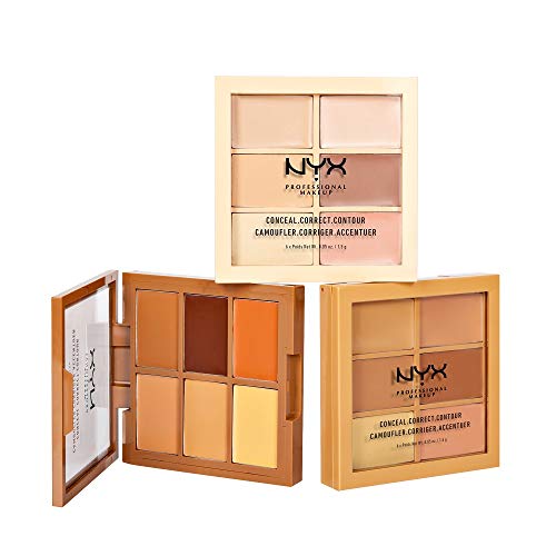 NYX Professional Makeup Paleta de correctores y contouring Conceal, Correct, Contour Palette, 6 sombras, Textura cremosa, Tono: Deep