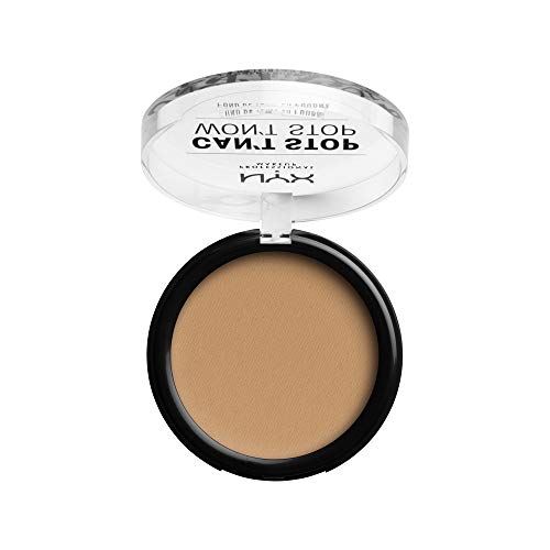 NYX Professional Makeup Polvos de sol Can't Stop Won't Stop Full Coverage Powder Foundation, Acabado mate, Control de brillos, Larga duración, Fórmula vegana, Tono: Soft Beige