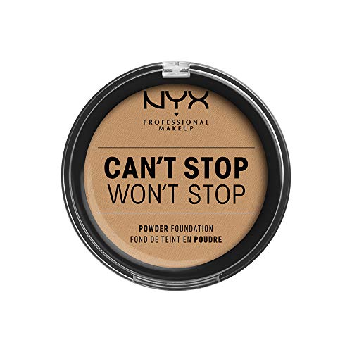 NYX Professional Makeup Polvos de sol Can't Stop Won't Stop Full Coverage Powder Foundation, Acabado mate, Control de brillos, Larga duración, Fórmula vegana, Tono: Soft Beige