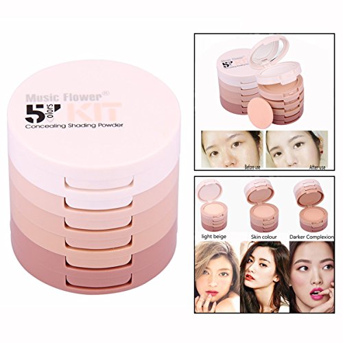 OFKPO 5 en 1 Paleta de Crema Corrector, Cara Polvos Prensados Corrector Camuflaje Paleta de Maquillaje Cosmética