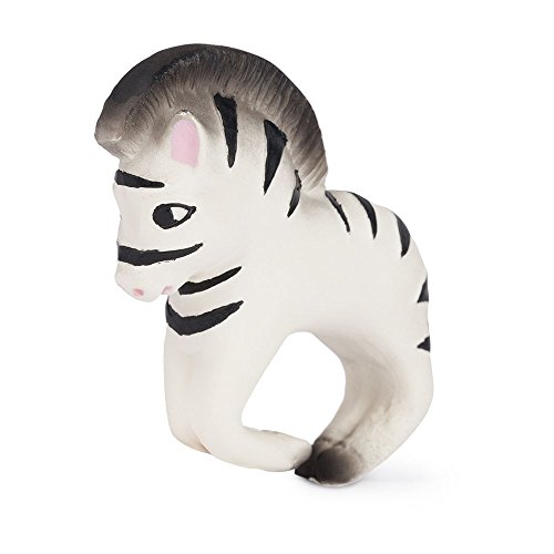 Oli & Carol - Mordedor Bebé de Caucho Natural, Zoe The Zebra, 9 cm