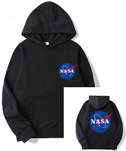 OLIPHEE Sudaderas con Capucha Color Sólido con Logo de NASA para Fanáticos de Aeroespacial para Hombre c/Hei-S