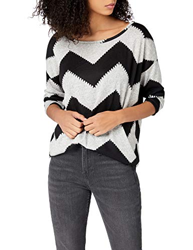 Only onlELCOS 4/5 AOP Top JRS Noos Camisa Manga Larga, Multicolor (Light Grey Melange AOP:w. Black Zigzag), 38 (Talla del Fabricante: Medium) para Mujer