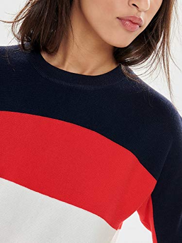 Only Onlregitze 3/4 Pullover Knt Noos suéter, Multicolor (Night Sky Detail: High Risk Red/Cloud Dancer), 42 (Talla del Fabricante: Large) para Mujer