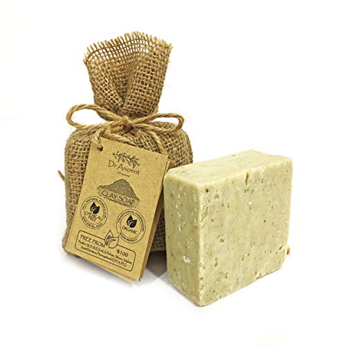 Orgánico natural vegano tradicional hecho a mano antiguo arcilla barra de jabón - Peeling mineral, trata el acné y la piel grasa - Ningunos productos químicos, jabones puros naturales!