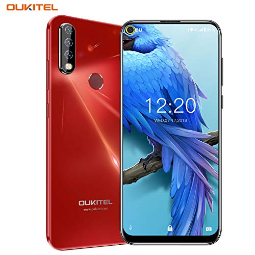 OUKITEL C17 Pro 4G Móviles(2019) Android 9.0 - Pantalla Completa de 6.35 Pulgadas de Agujero Ciego,4GB+64GB,Helio P23 Octa Core Dual SIM Teléfono, 13MP Cámara de Gran Ángular,3900mAh Batería,Rojo