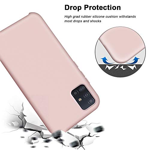 Oureidoo Funda para Samsung Galaxy A51, Funda para Silicona Líquida con [Tacto Agradable] [Protección contra Caídas] [Anti-Arañazos] para Samsung Galaxy A51 - Rosa Arena