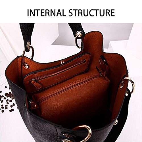 Pahajim moda bolso bandolera mujer grande cuero mujer bolsos tote bolsos impermeables mujer bolso shopper de viaje mujer bolsos para libros bolsos de marca mujer (Negro)