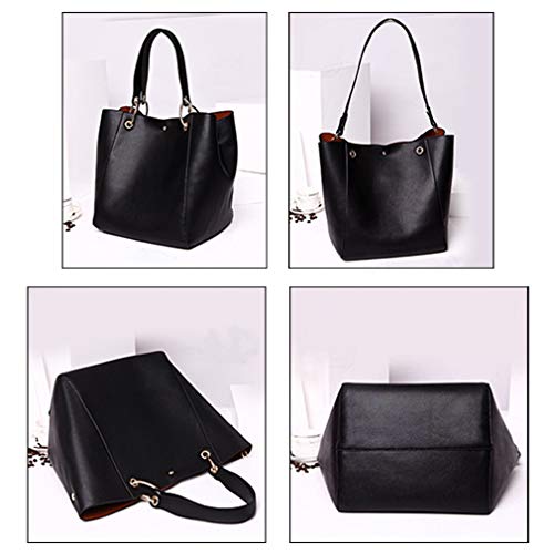 Pahajim moda bolso bandolera mujer grande cuero mujer bolsos tote bolsos impermeables mujer bolso shopper de viaje mujer bolsos para libros bolsos de marca mujer (Negro)