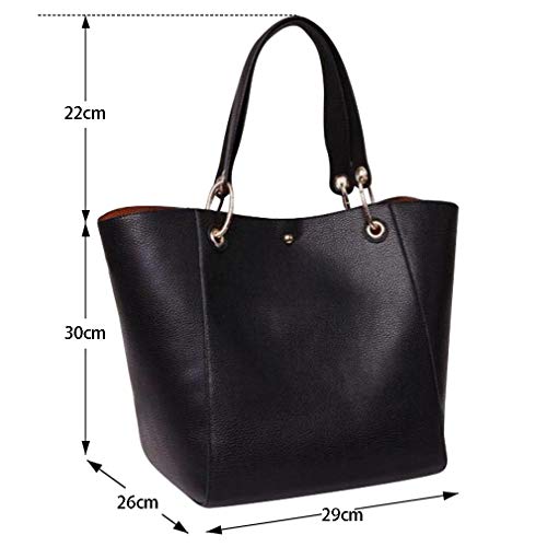 Pahajim moda bolso bandolera mujer grande cuero mujer bolsos tote bolsos impermeables mujer bolso shopper de viaje mujer bolsos para libros bolsos de marca mujer (Negro)